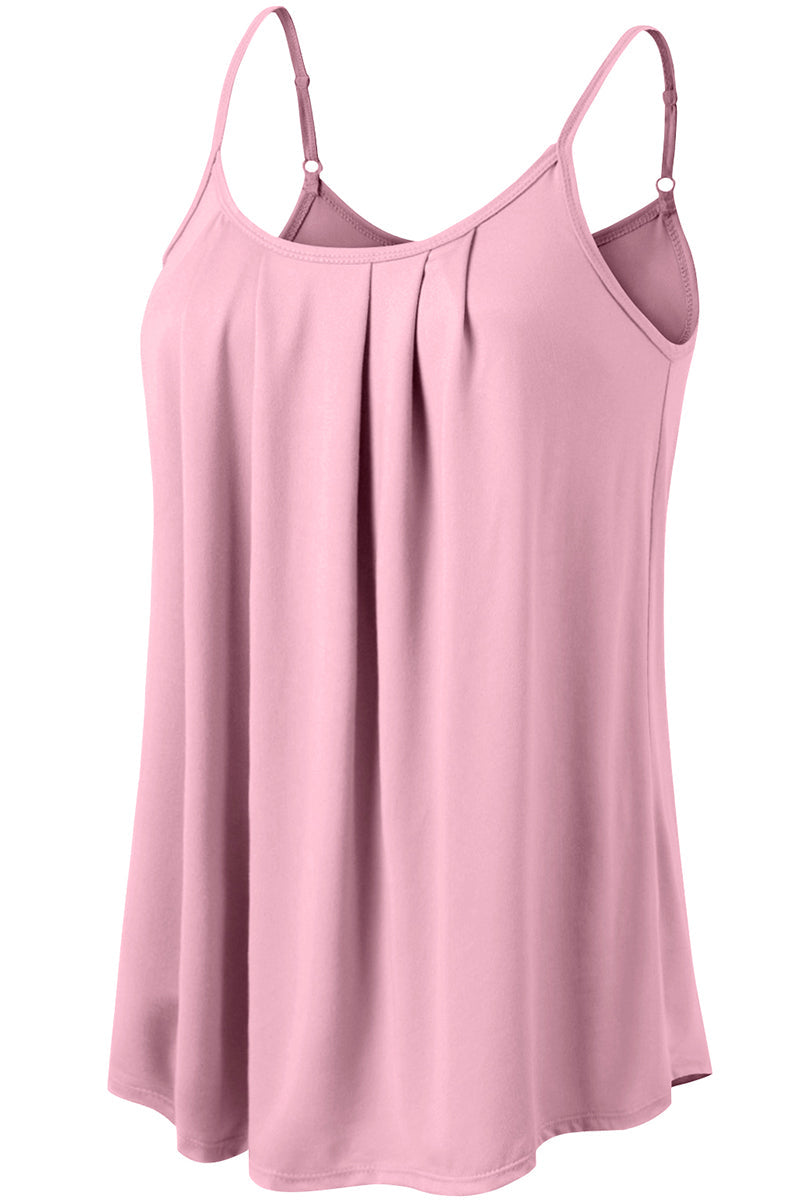 FRONT PLEATED CAMI TANK TOP WITH PLUS SIZE