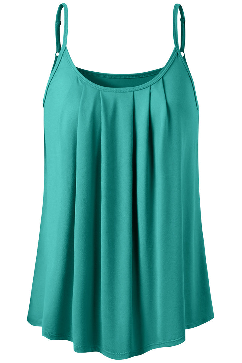 FRONT PLEATED CAMI TANK TOP WITH PLUS SIZE