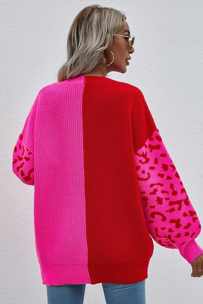 V NECK LEOPARD TOP - Doublju