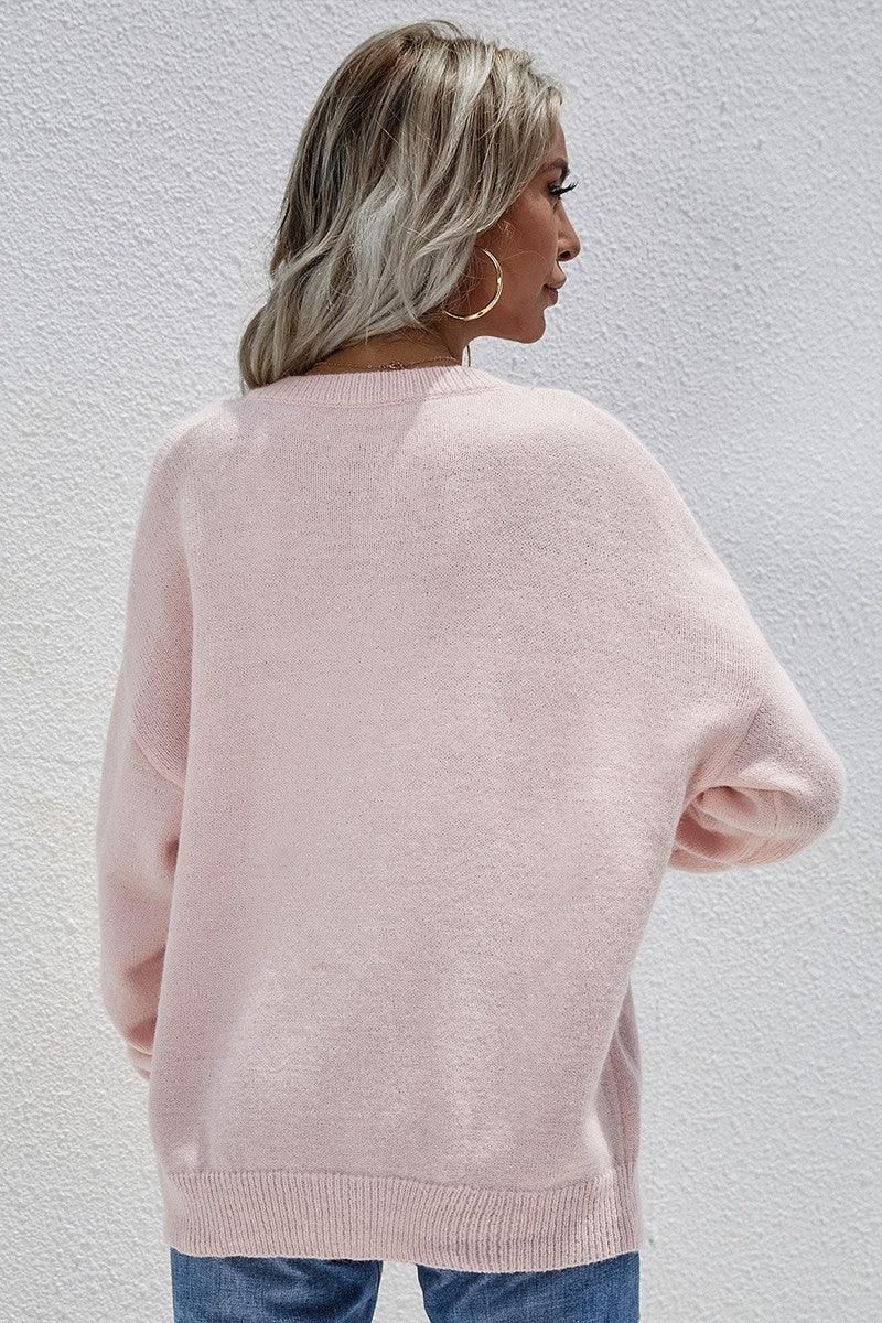 SOLID COLOR SWEATER - Doublju