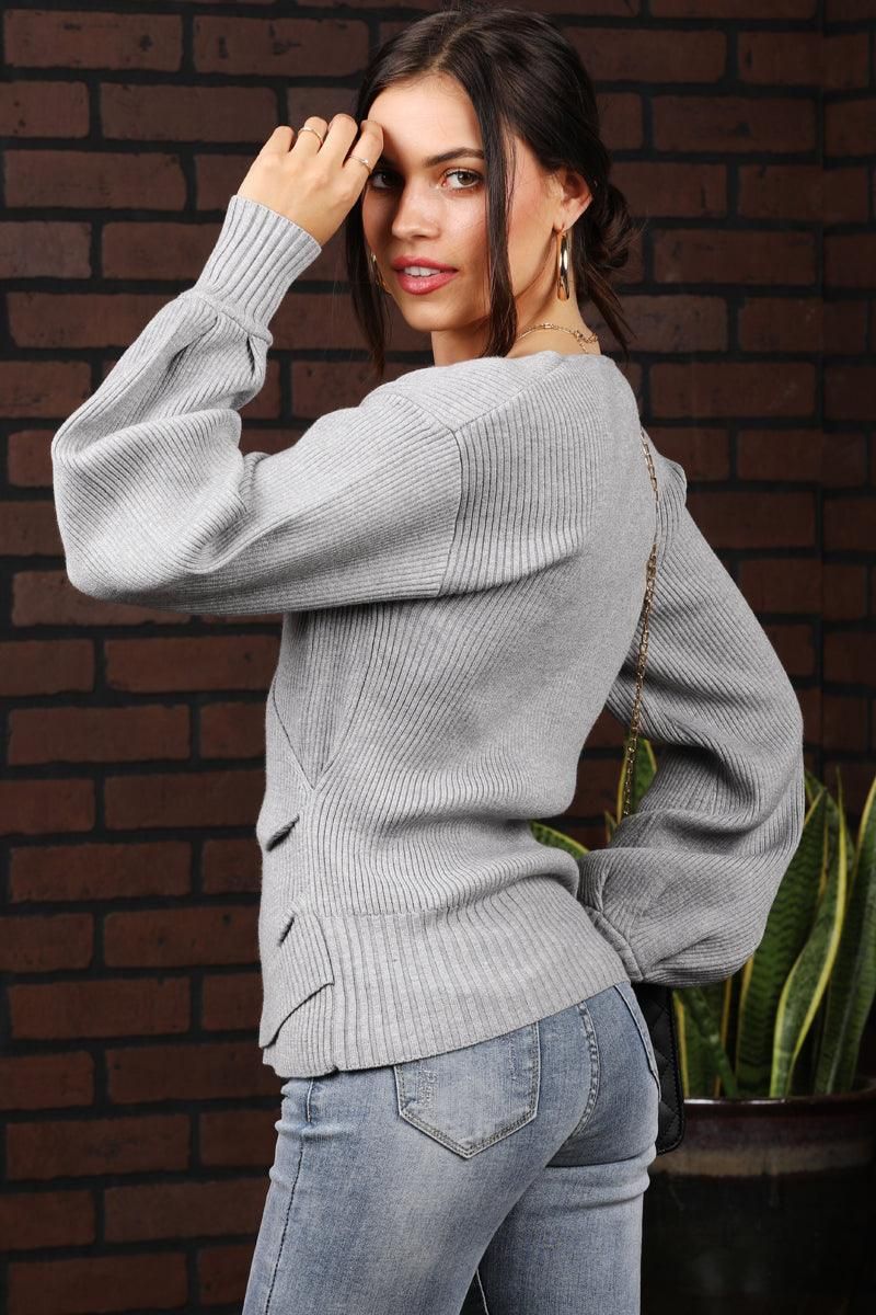 SOLID COLOR KNIT TOP - Doublju