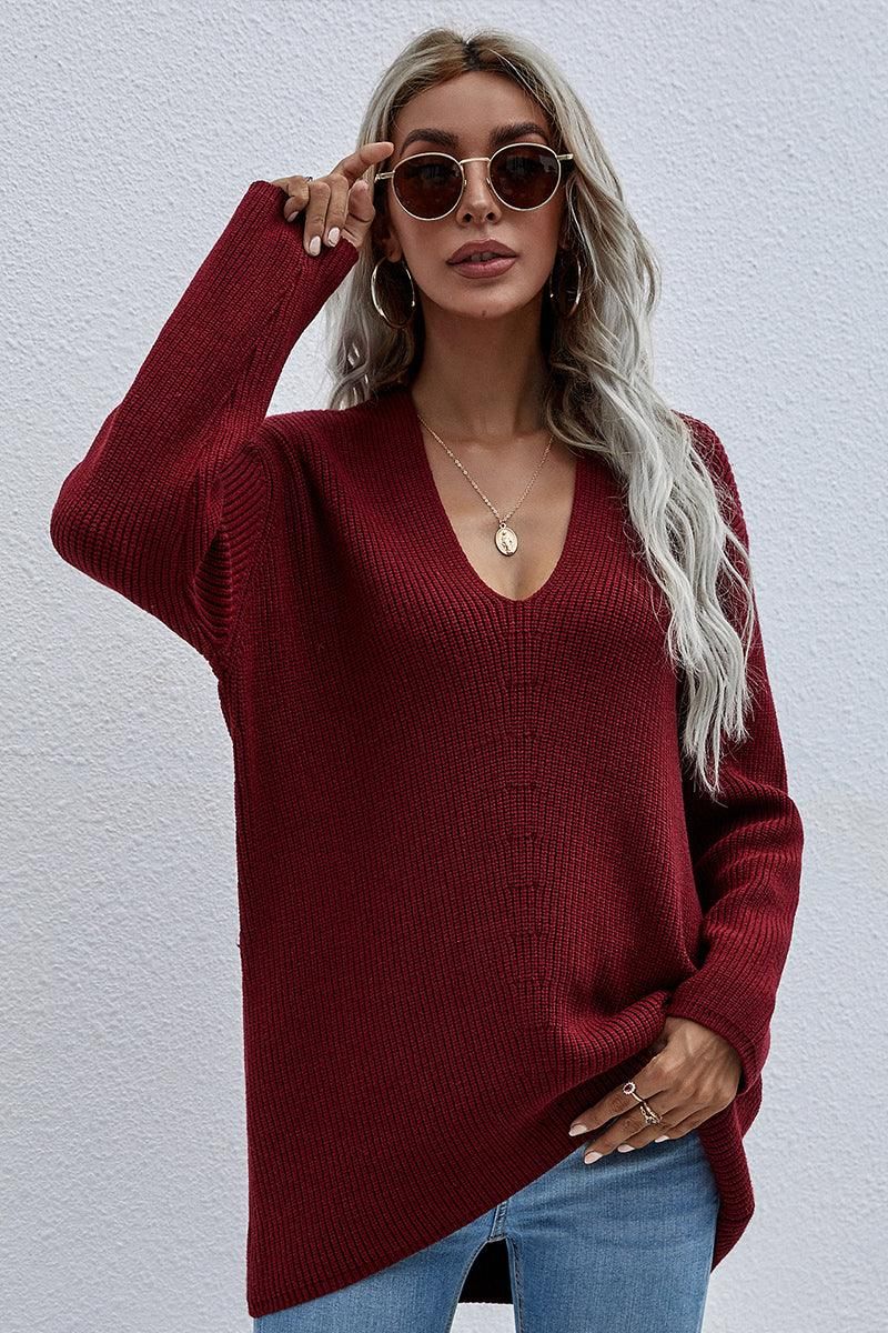 DEEP V NECK TOPS - Doublju