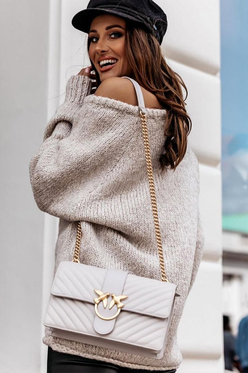 STRAPLESS ROUND NECK PULLOVER KNIT - Doublju