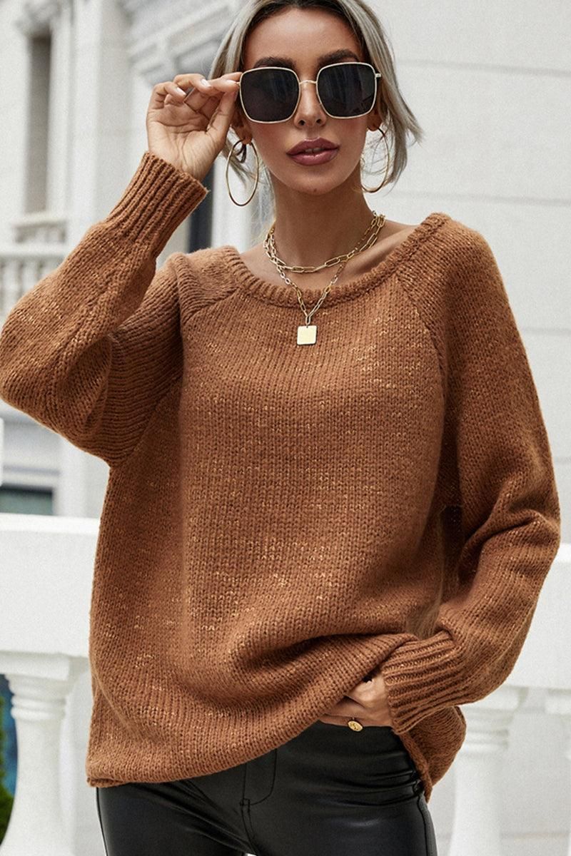 STRAPLESS ROUND NECK PULLOVER KNIT - Doublju