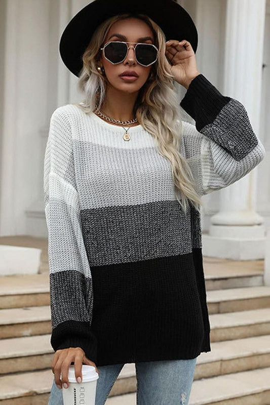 WOMEN??¢S COLOR BLOCK CASUAL TUNIC TOPS - Doublju