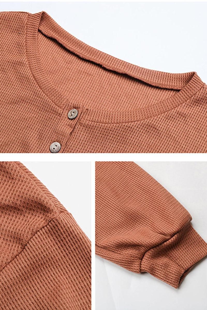 BUTTON DETAIL LOOSE FIT CASUAL TOP - Doublju