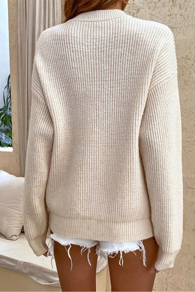 WOMENS HALF BUTTON UP THERMAL SWEATER - Doublju