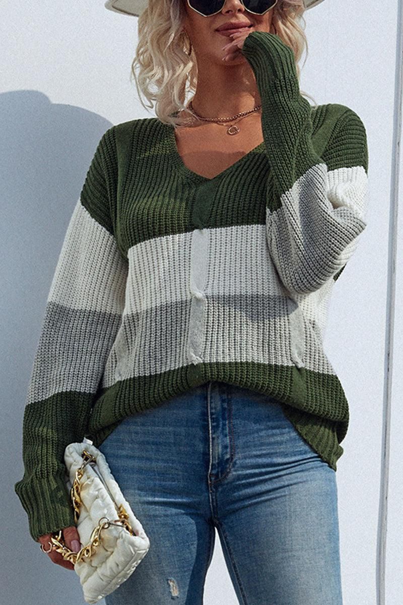 WOMENS V NECK LONGSLEEVE SWEATER TOP - Doublju