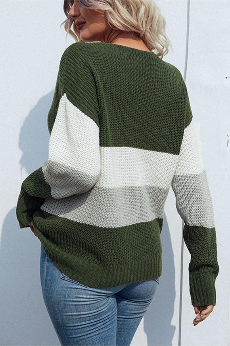 WOMENS V NECK LONGSLEEVE SWEATER TOP - Doublju