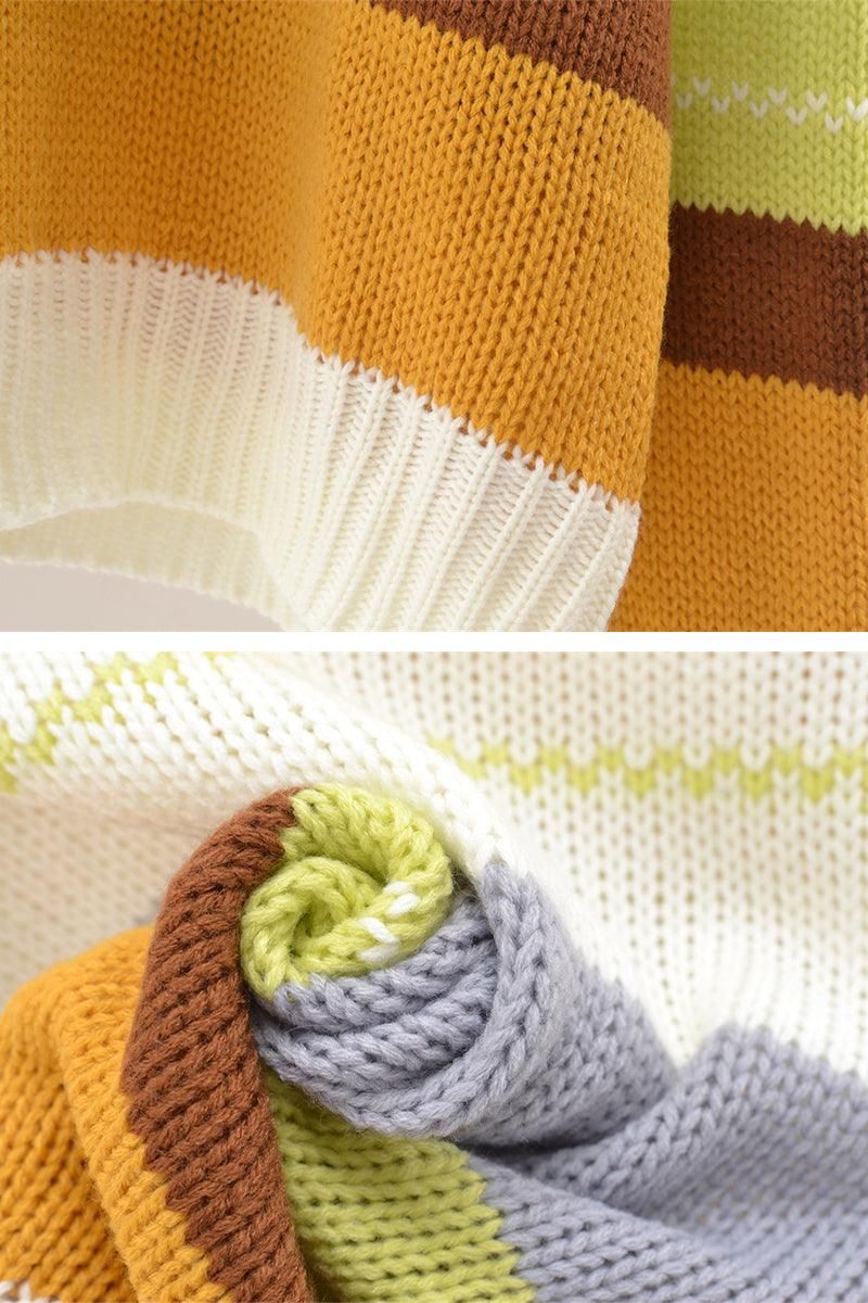 WOMENS COLOR STRIPE SWEATER TOP - Doublju