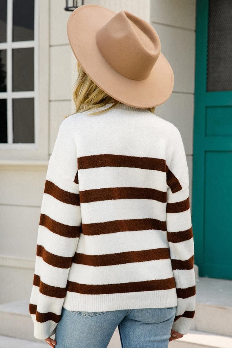 WOMENS STRIPE BASIC CASUAL TOP - Doublju