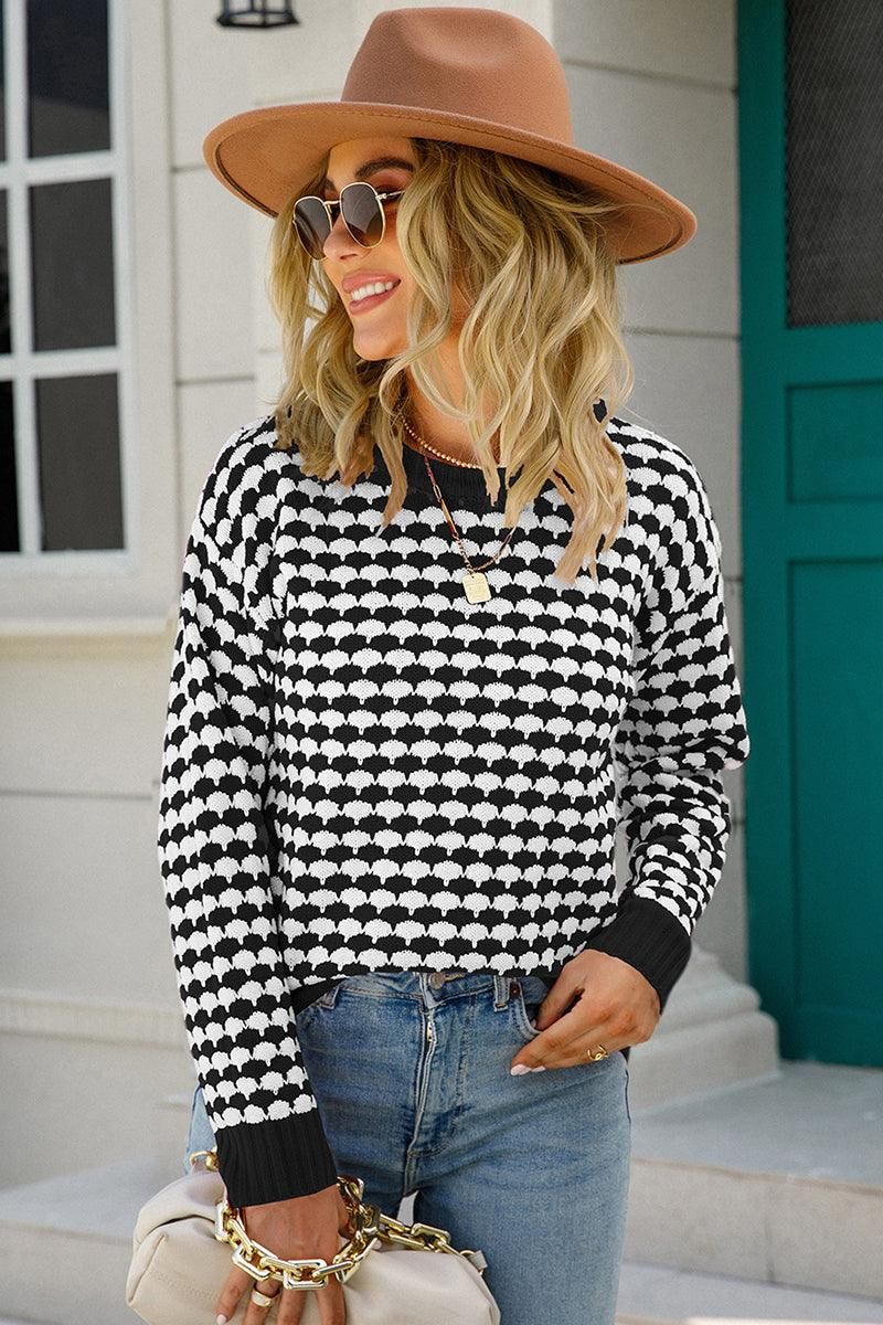 WOMENS PATTERNED ROUND NECK TOP - Doublju