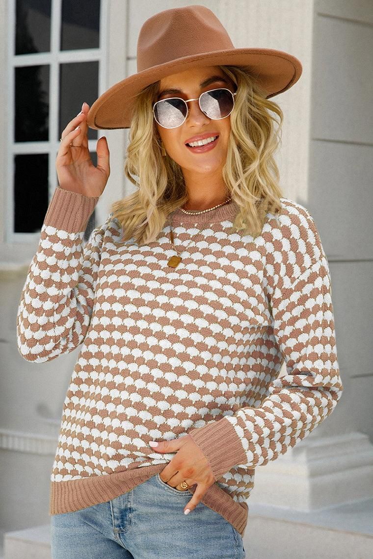 WOMENS PATTERNED ROUND NECK TOP - Doublju