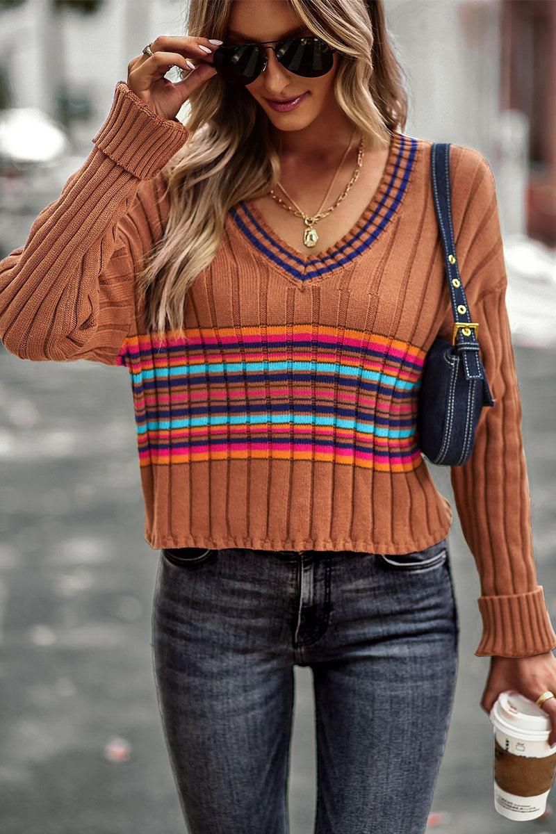 FRONT PRINTING LOOSE NECK LONG SLEEVE TOP - Doublju