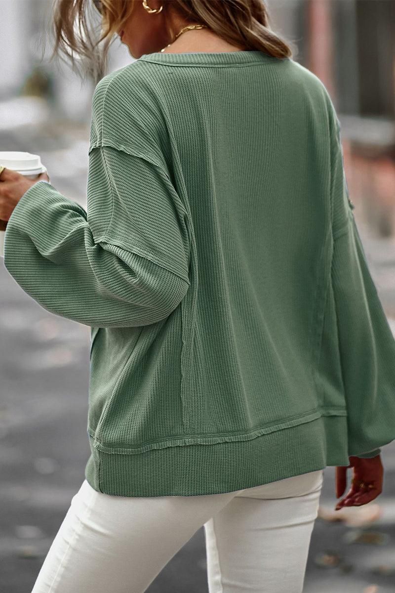 LOOSE FIT LONG SLEEVE CASUAL SWEAT TOP - Doublju