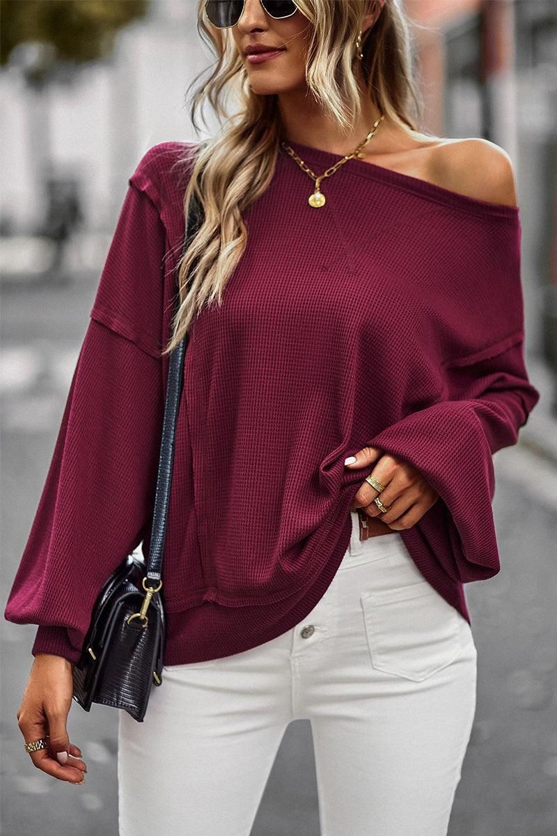 LOOSE FIT LONG SLEEVE CASUAL SWEAT TOP - Doublju