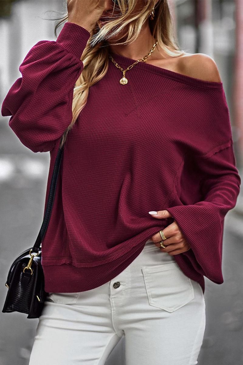 LOOSE FIT LONG SLEEVE CASUAL SWEAT TOP - Doublju