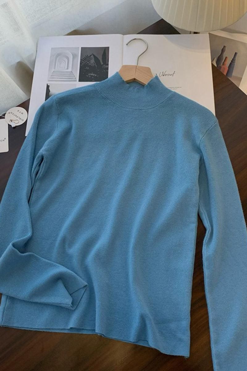 HIGH NECK SOLID BASIC DAILY TOP - Doublju