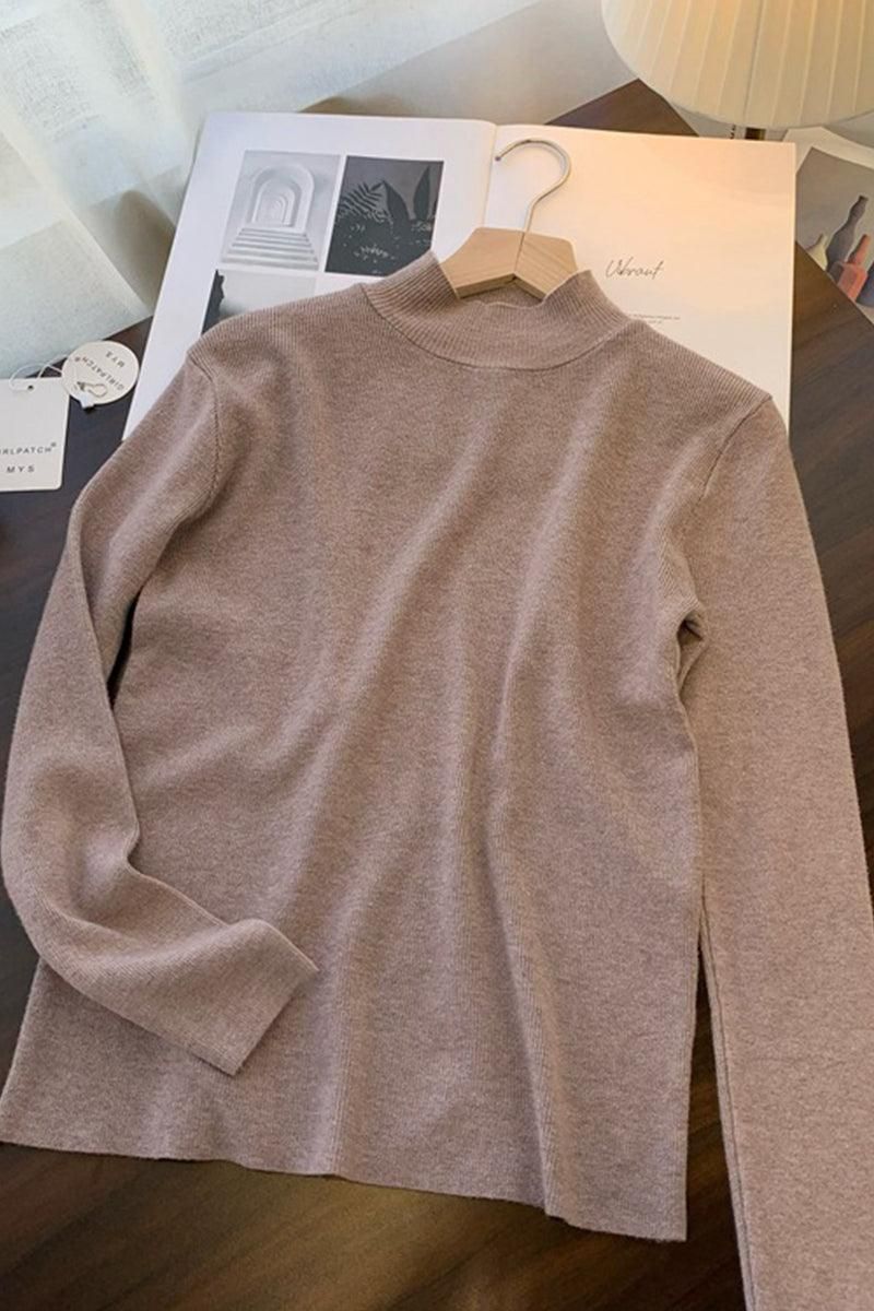 HIGH NECK SOLID BASIC DAILY TOP - Doublju