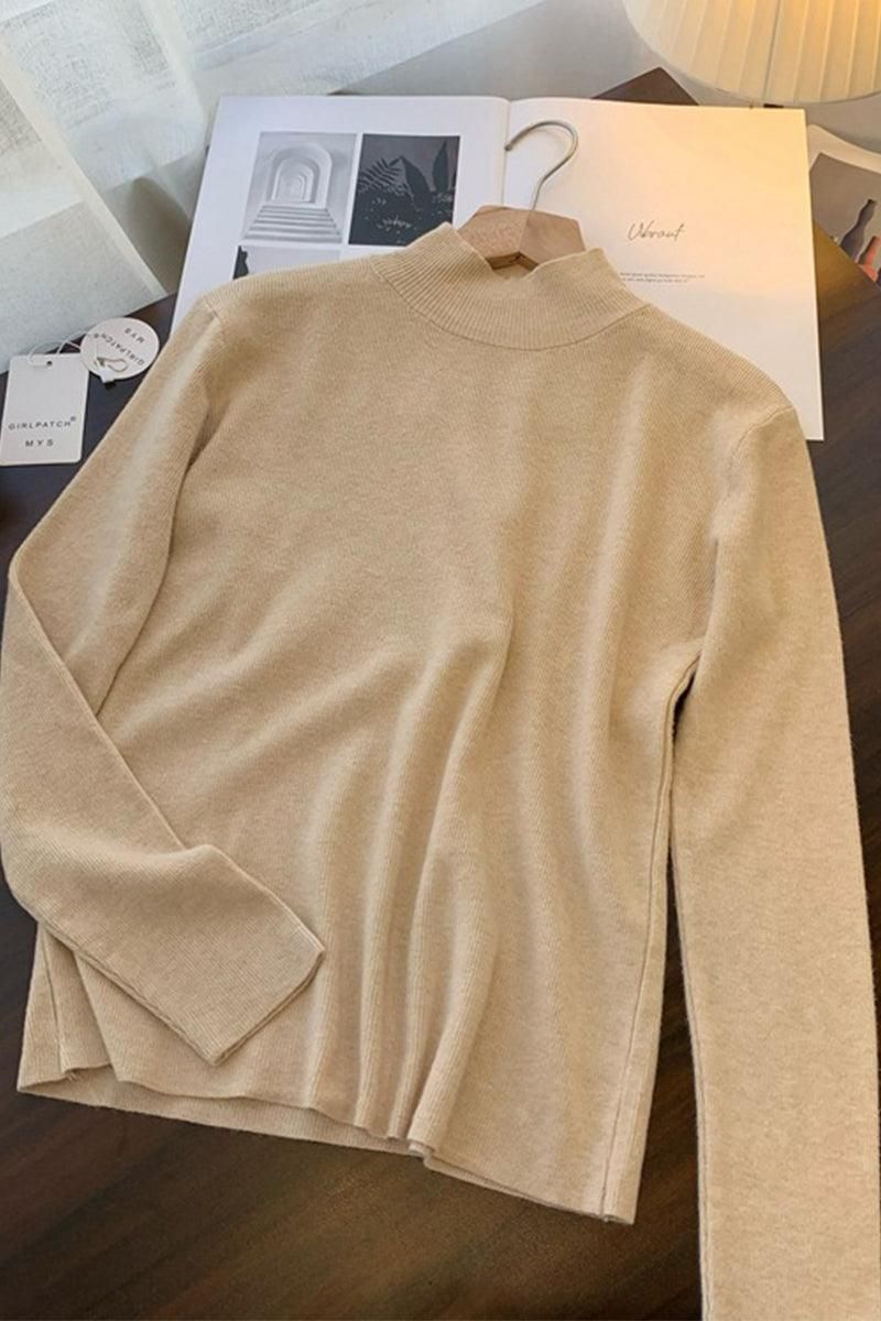 HIGH NECK SOLID BASIC DAILY TOP - Doublju