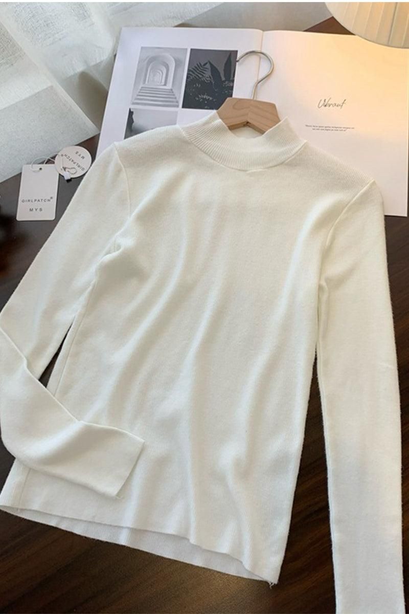 HIGH NECK SOLID BASIC DAILY TOP - Doublju