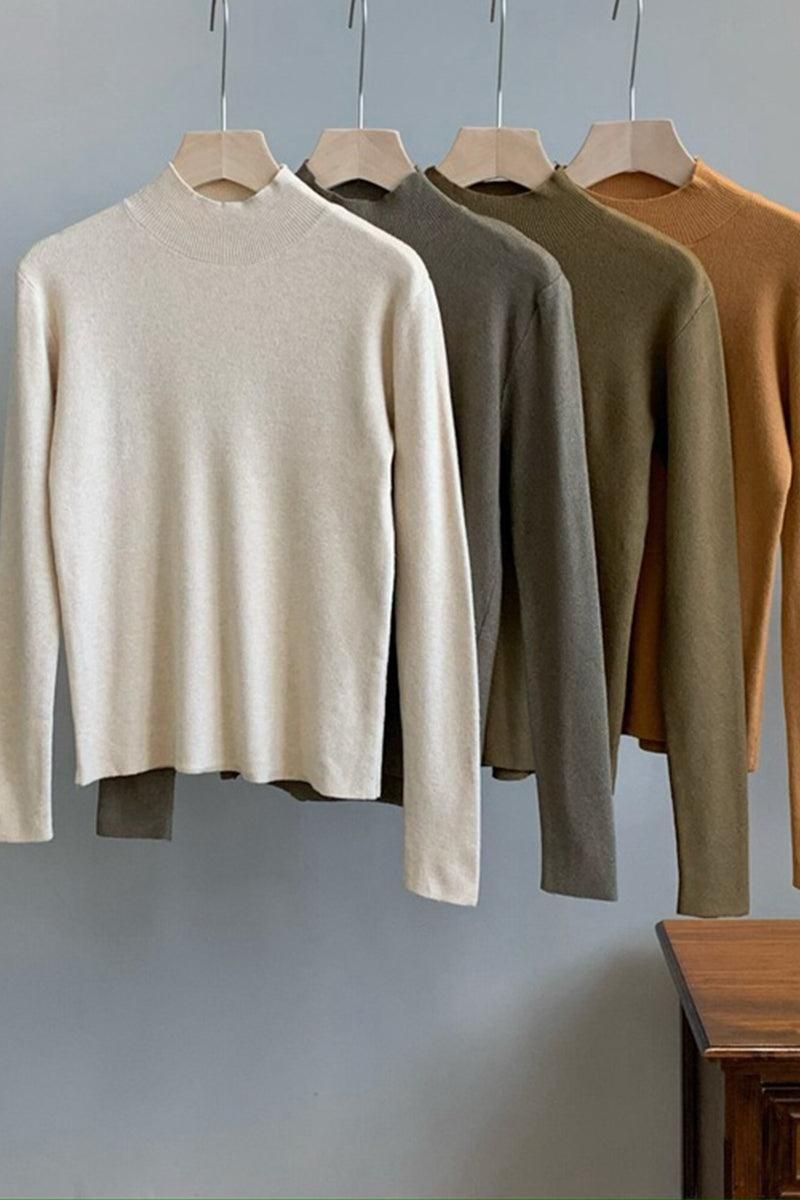 HIGH NECK SOLID BASIC DAILY TOP - Doublju