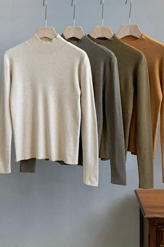 HIGH NECK SOLID BASIC DAILY TOP - Doublju