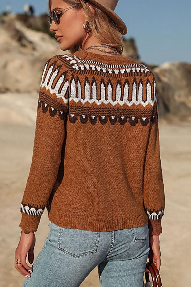 COW GIRL PATTERNED CASUAL LONG SLEEVE TOP - Doublju