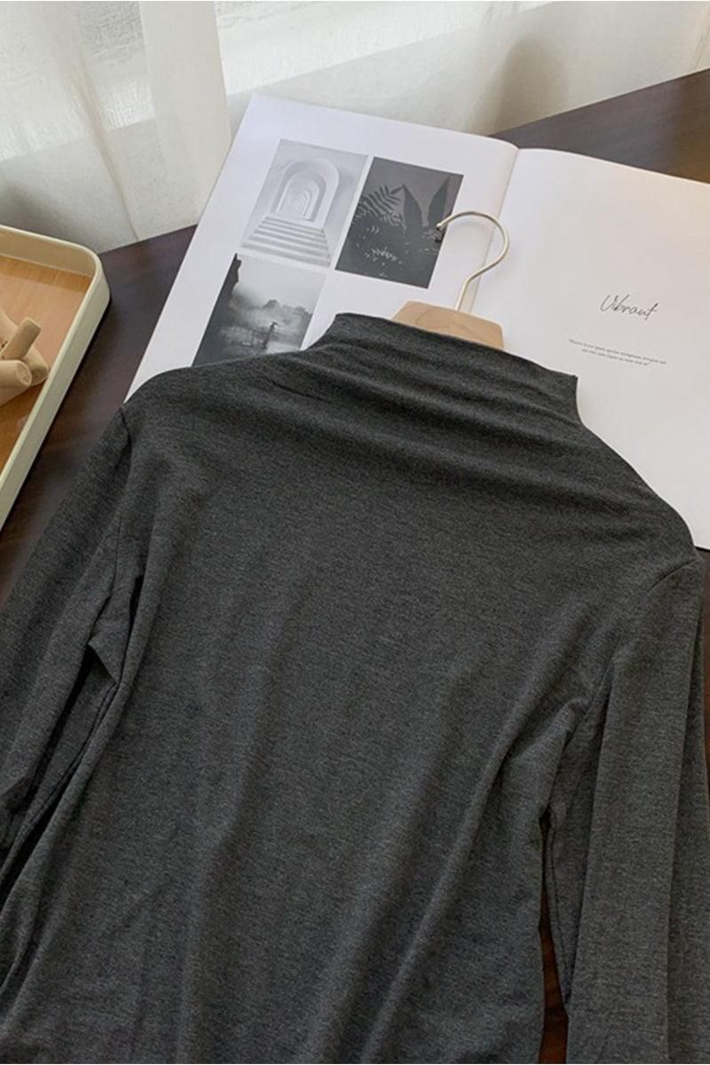 BASIC SIMPLE HIGH NECK DAILY TOP - Doublju