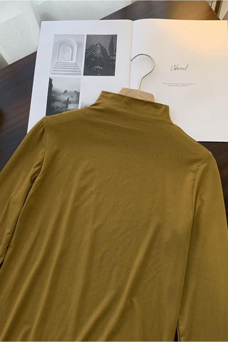 BASIC SIMPLE HIGH NECK DAILY TOP - Doublju