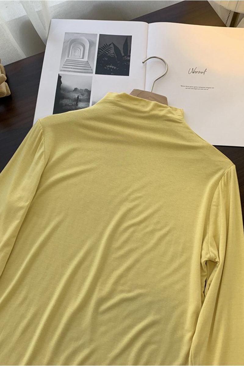 BASIC SIMPLE HIGH NECK DAILY TOP - Doublju