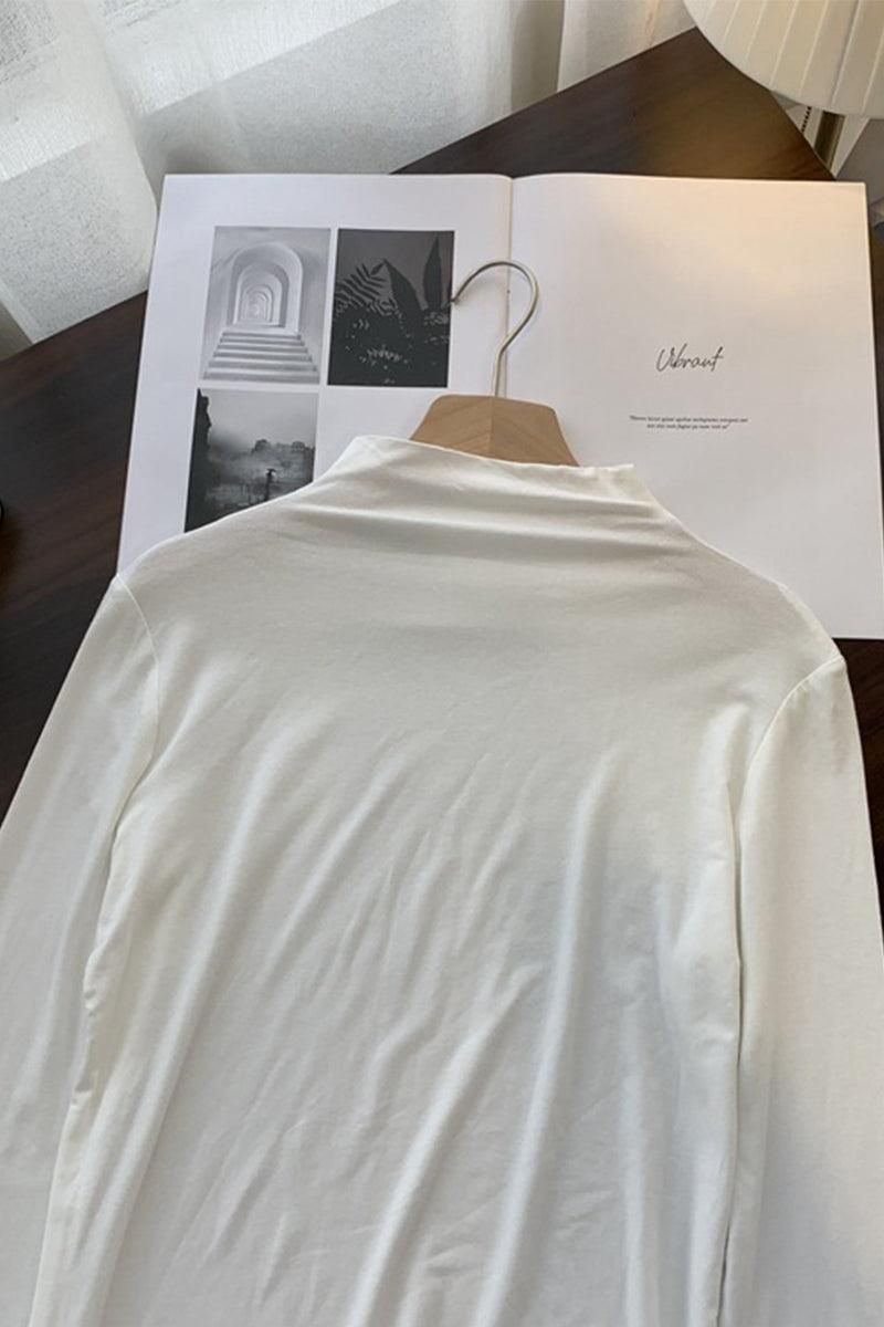 BASIC SIMPLE HIGH NECK DAILY TOP - Doublju