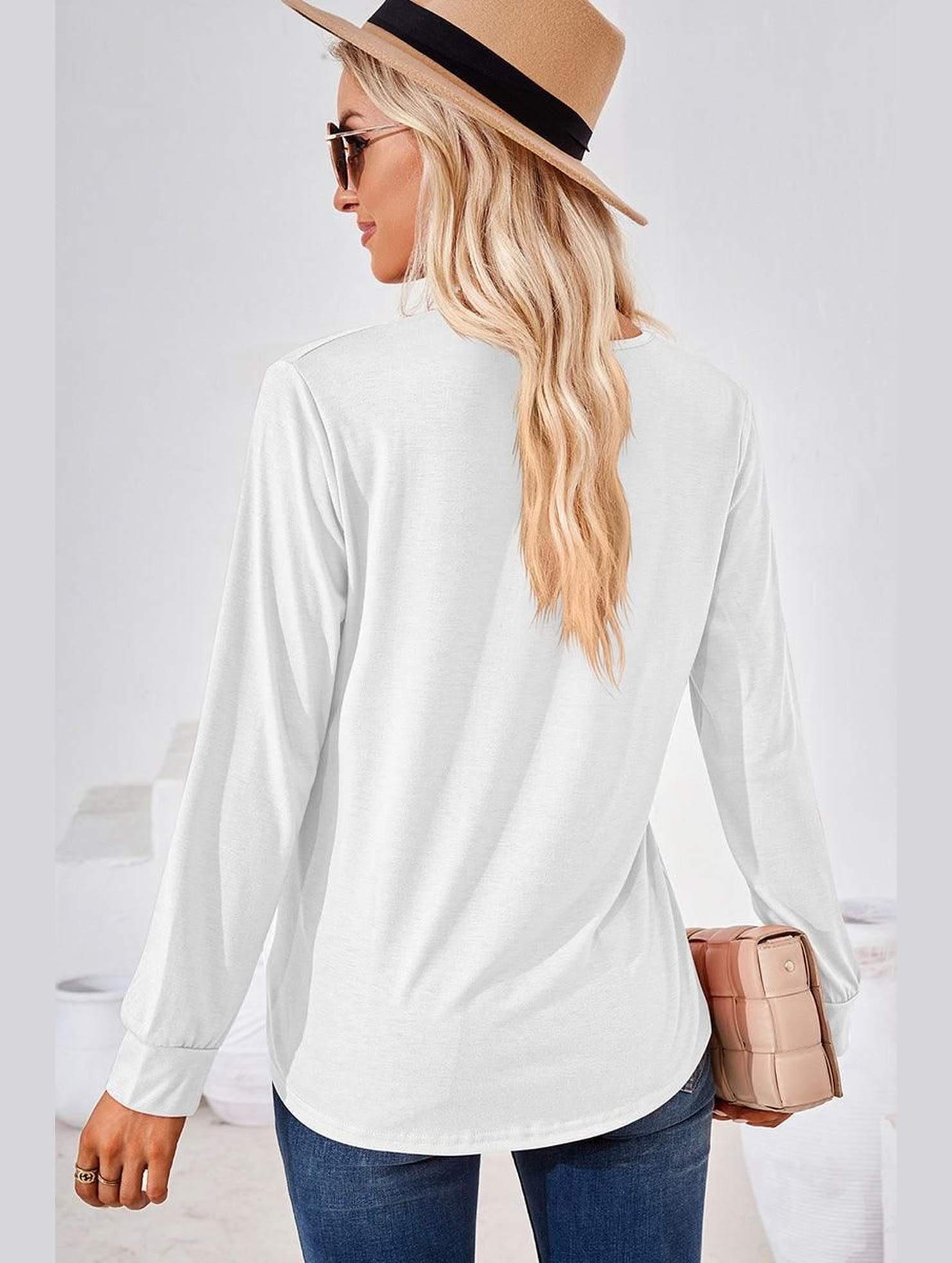 WOMEN SQUARE NECK FLUTTER LONG SLEEVE TOP - Doublju