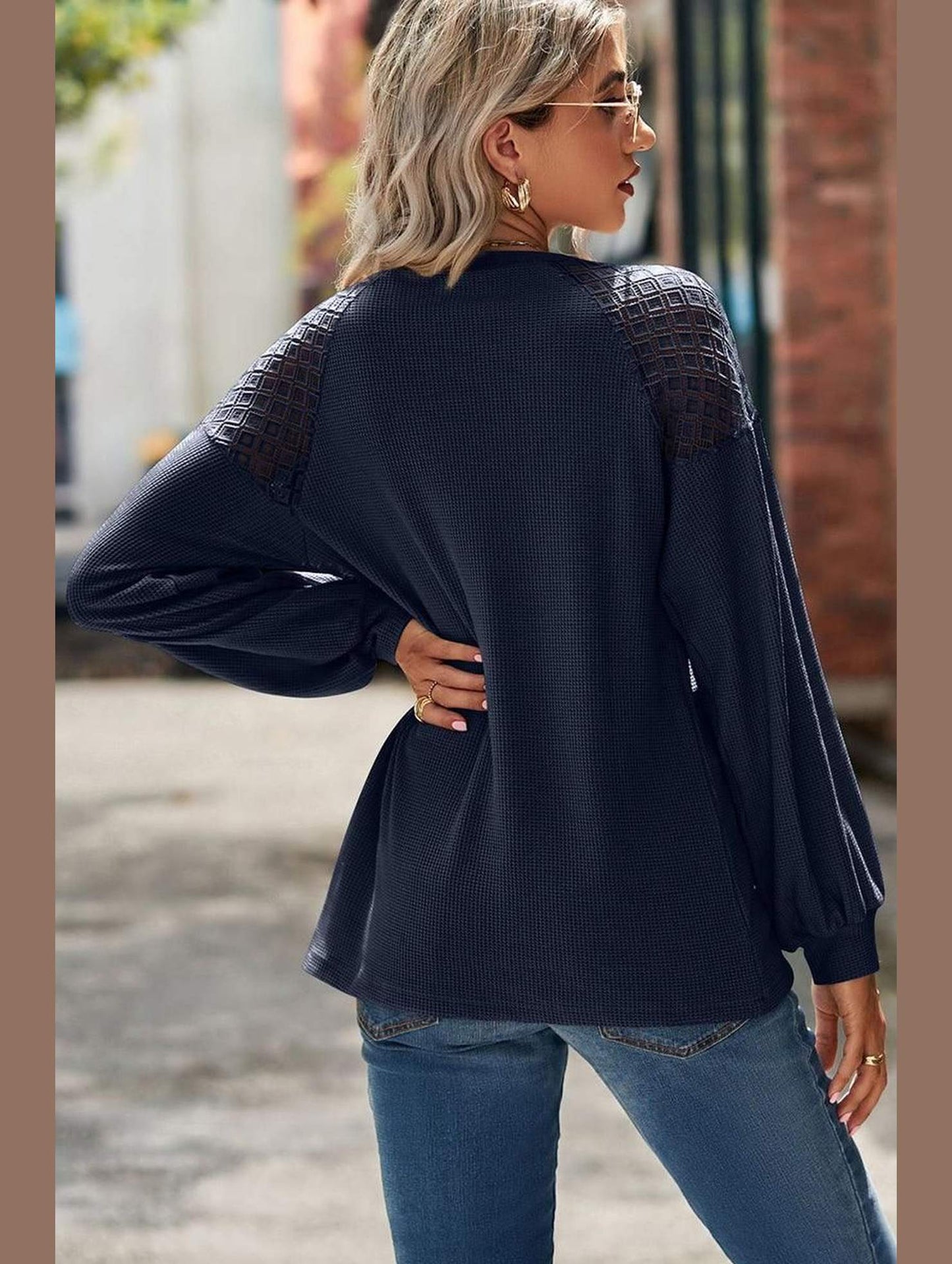 WOMEN LACED SHOULDER DETAILED CASUAL JUMPER TOP - Doublju