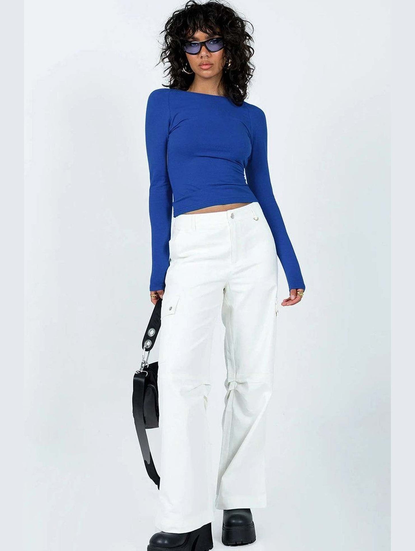 WOMEN LONG SLEEVE BACKLESS TIGHT T SHIRT