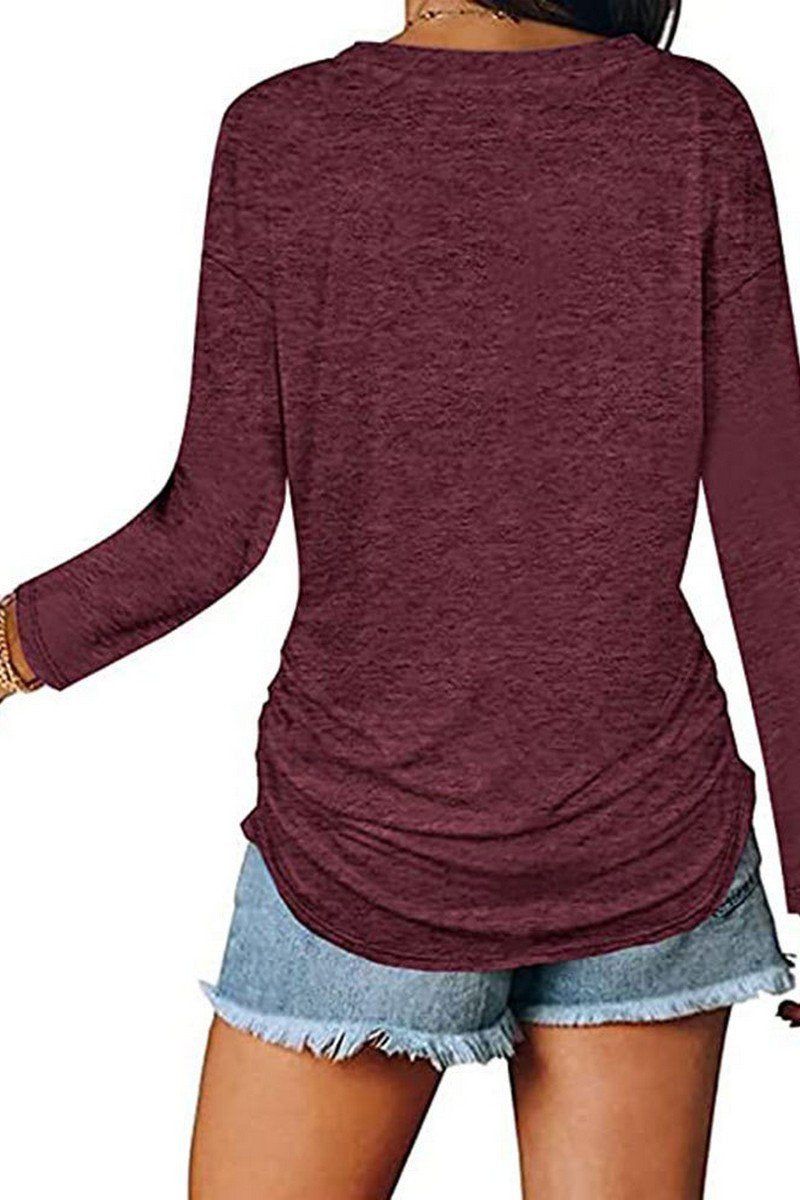 WOMEN RIBBED V NECK LIGHTWEIGHT COMFY TEE SHIRT