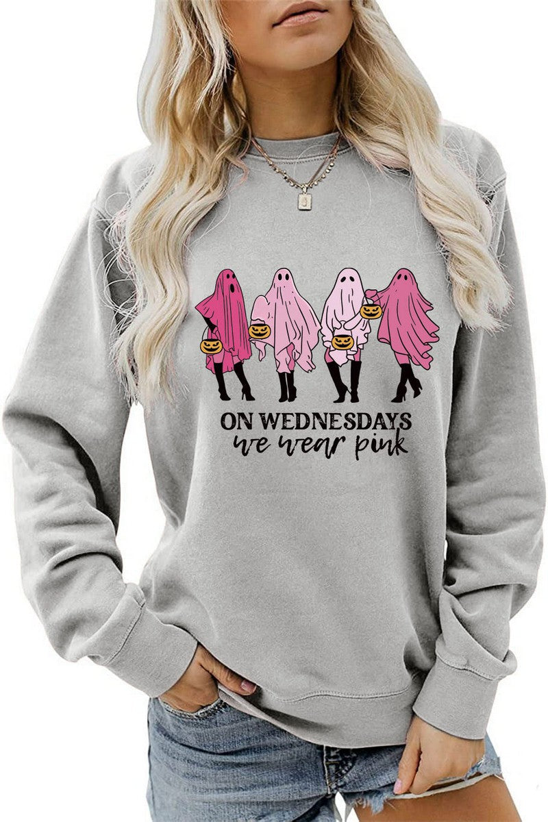 WOMEN HALLOWEEN PRINTING LONG SLEEVE PULLOVER TOP