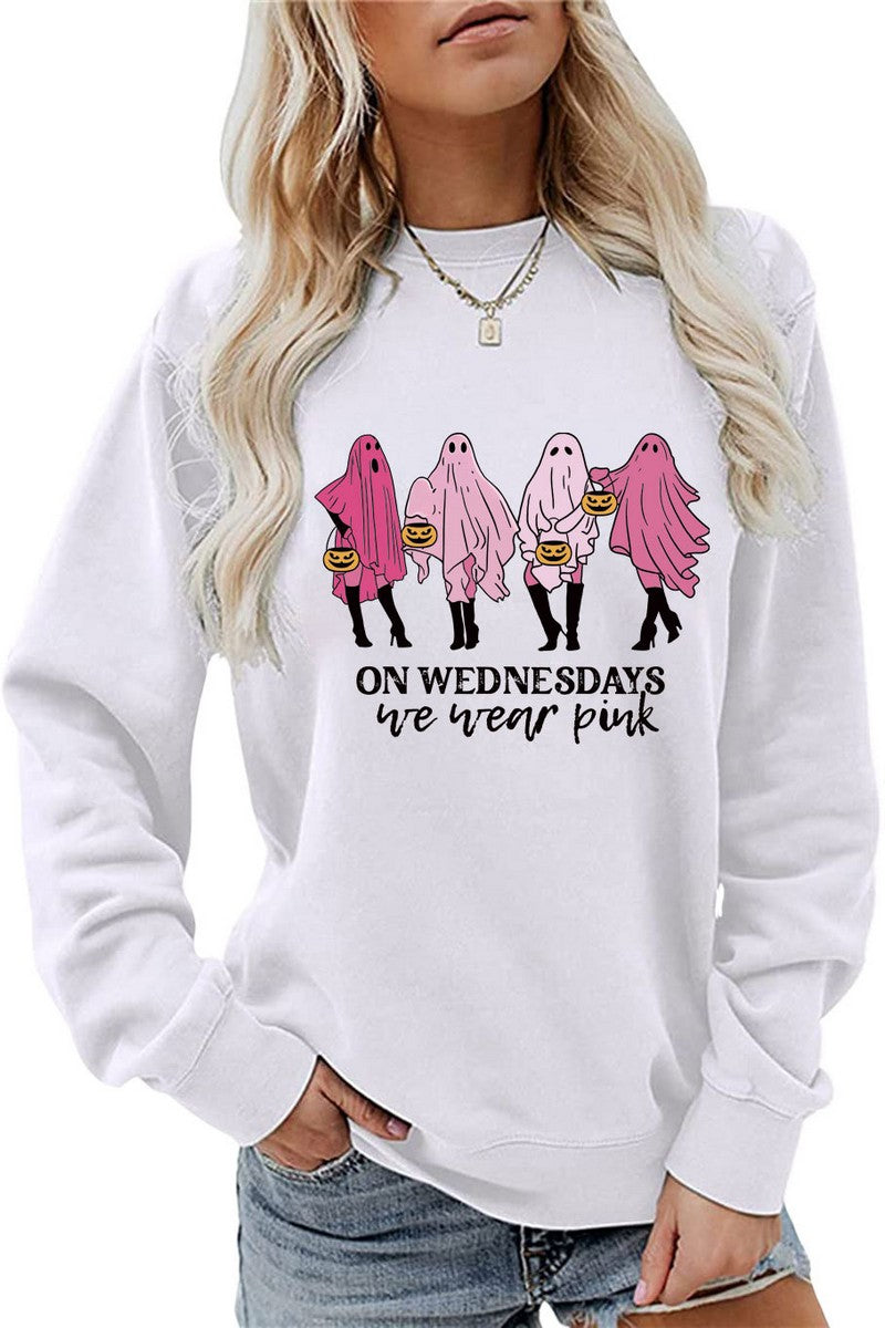 WOMEN HALLOWEEN PRINTING LONG SLEEVE PULLOVER TOP