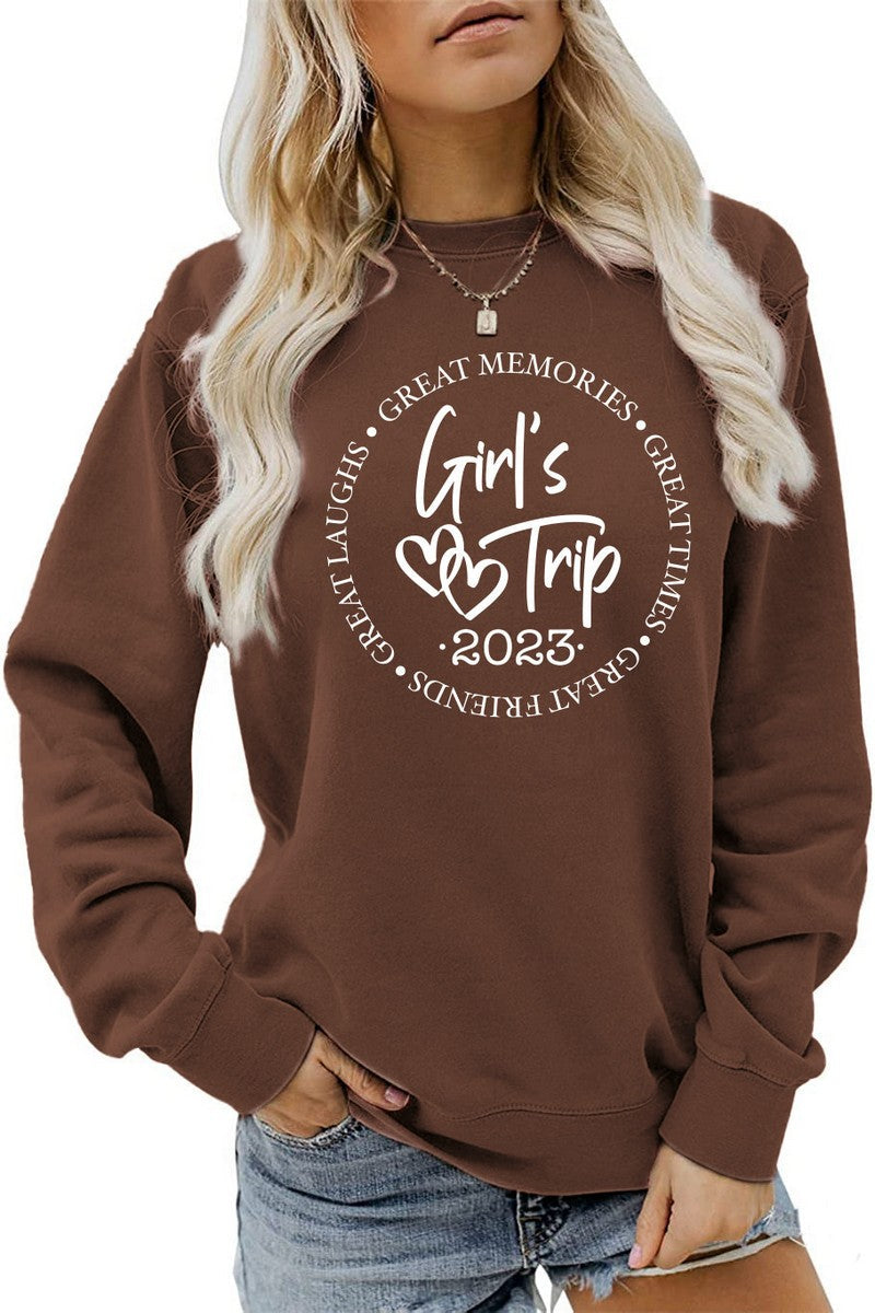 WOMEN GIRLS TRIP LETTERING PRINT T SHIRT