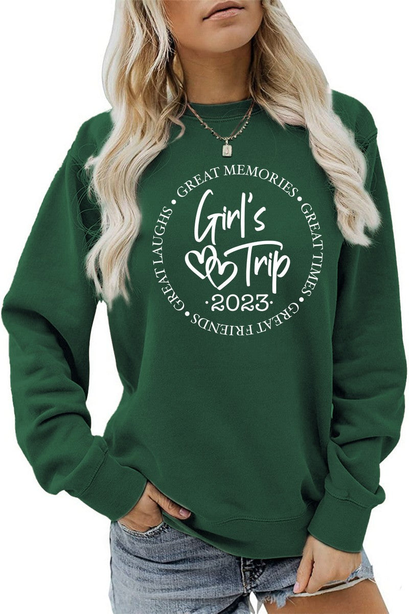 WOMEN GIRLS TRIP LETTERING PRINT T SHIRT