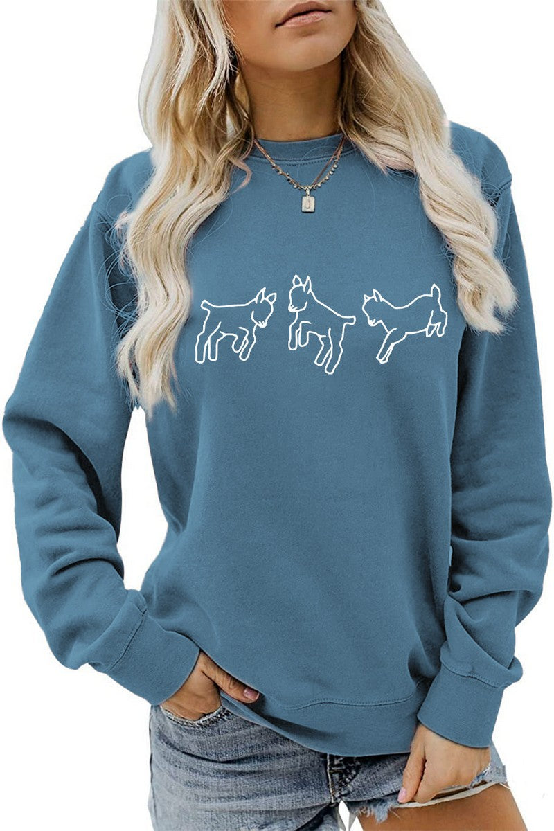 WOMEN CUTE PRINTING LONG SLEEVE FW PULLOVER TEE