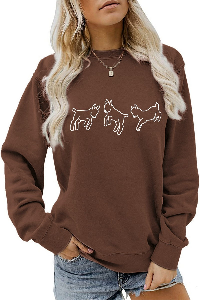 WOMEN CUTE PRINTING LONG SLEEVE FW PULLOVER TEE