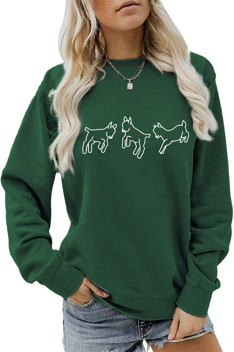 WOMEN CUTE PRINTING LONG SLEEVE FW PULLOVER TEE