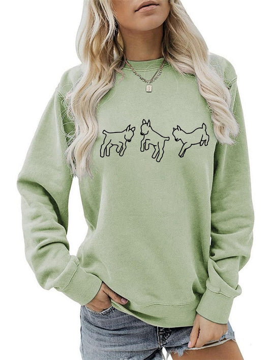 WOMEN CUTE PRINTING LONG SLEEVE FW PULLOVER TEE