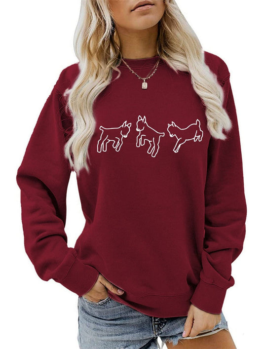 WOMEN CUTE PRINTING LONG SLEEVE FW PULLOVER TEE