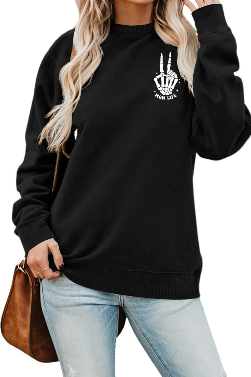 WOMEN LETTERING PRINT LOOSE FIT PULLOVER TOP