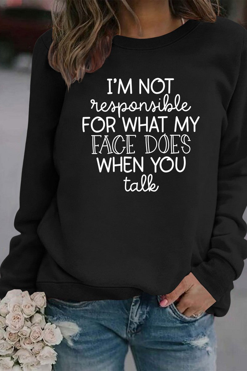 WOMEN LETTERING PRINT LOOSE FIT PULLOVER TOP