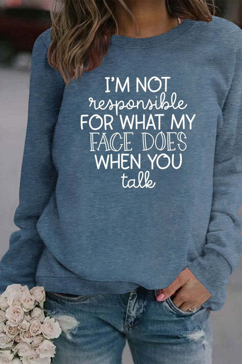 WOMEN LETTERING PRINT LOOSE FIT PULLOVER TOP