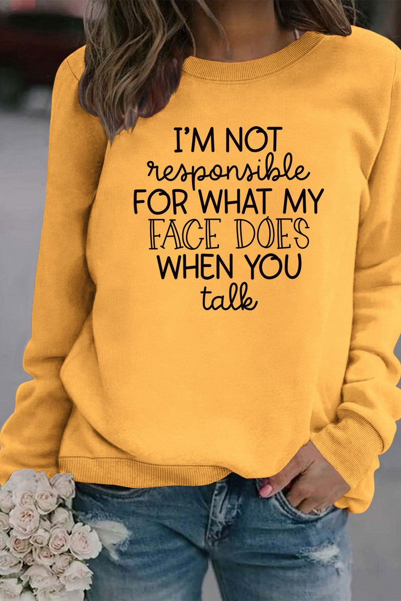 WOMEN LETTERING PRINT LOOSE FIT PULLOVER TOP