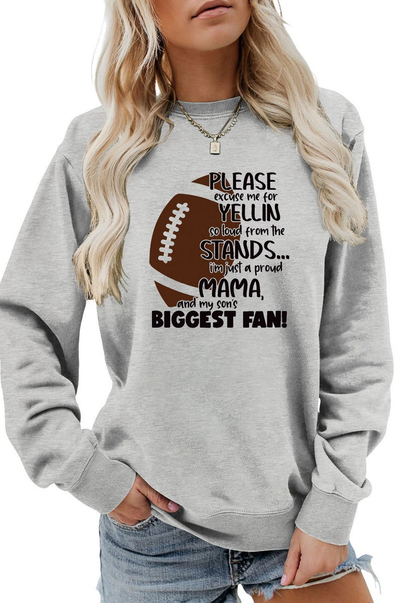 WOMEN GAME DAY PRINTING LONG SLEEVE PULLOVER